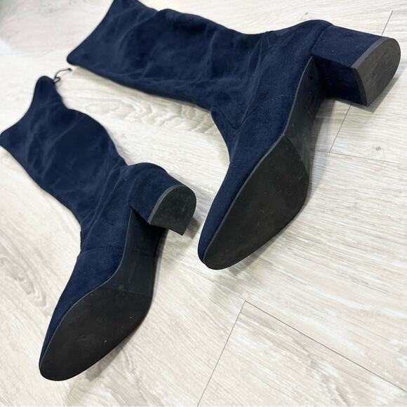 Stuart Weitzman Genna 60 City Stretch Blue Suede Over the Knee Boots Size 37.5 - Picture 3 of 8
